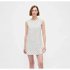 Gap Polka Dot Linen Blend Dress XXL / 2X White Black Sleeveless Summer Shift NWT